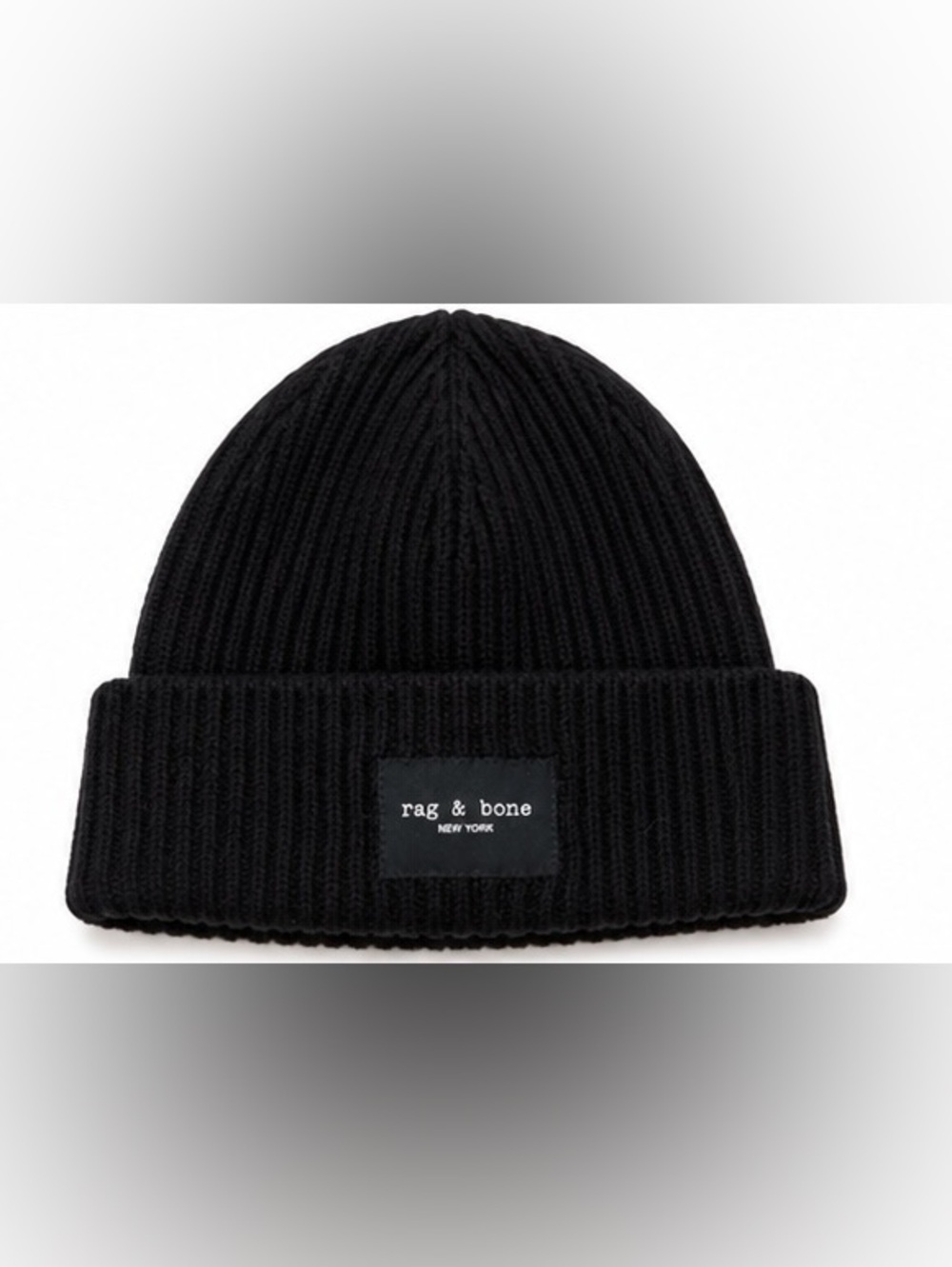 Unisex rag & bone Black Ribbed Cuffed Beanie